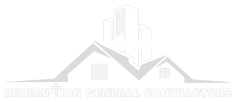 Redemption General Contractors logo in grey and white
